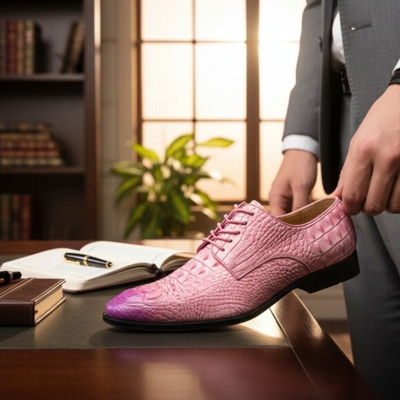 Formal Shoes For Pink Oxford Shoes Mens Pink Men\'s Crocodile Embossed Lace-Up Formal Formal Shoes For Pink Oxford Shoes Mens Pink Men\'s Crocodile Embossed Lace-Up Formal